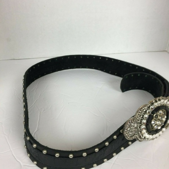 Black Women\'s Sequin Leather  Belt  6194 Size 34 main image 17